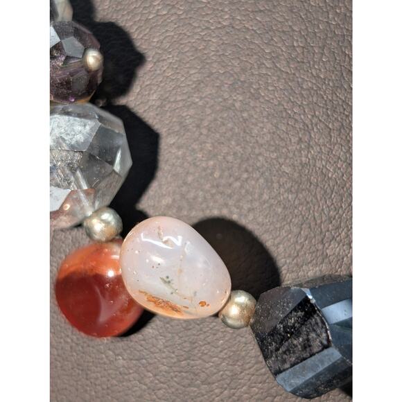 Multi Color & Shape Crystal Stone Silver Tone 21.5" Necklace - Picture 7 of 9